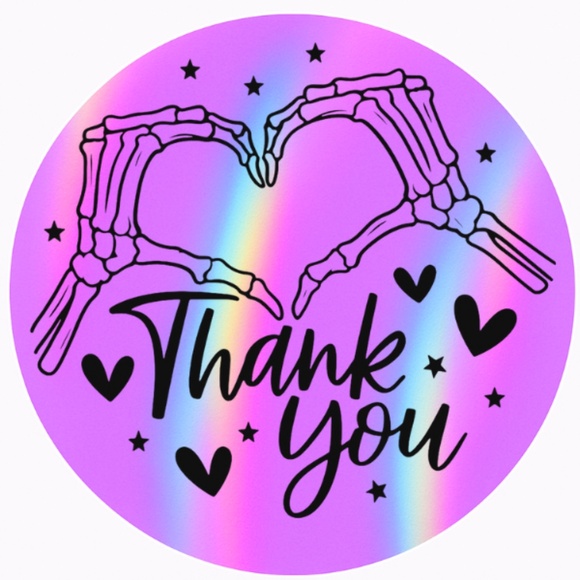 Skeleton Hands 💀❤️ Thank You Stickers – 100pcs - Picture 4 of 4